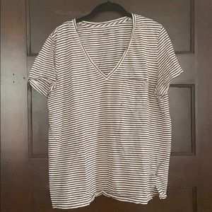 Madewell maroon and white striped tee